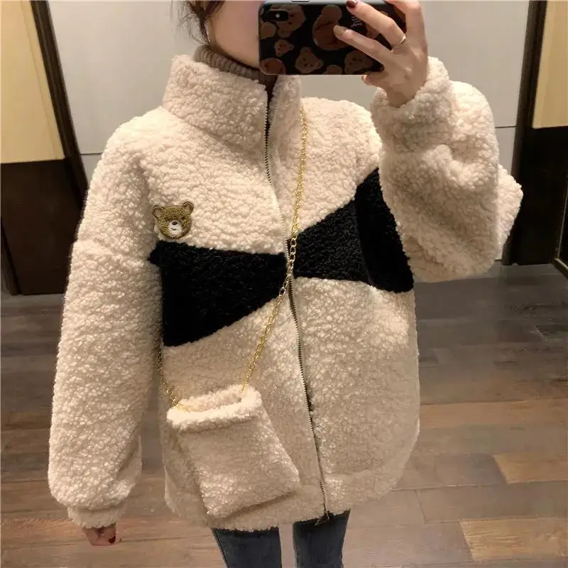 Women Bear Embroidered Velvet Cashmere Jacket Winter — feature 12