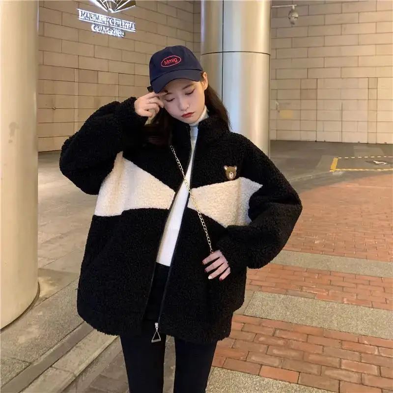 Women Bear Embroidered Velvet Cashmere Jacket Winter — feature 3