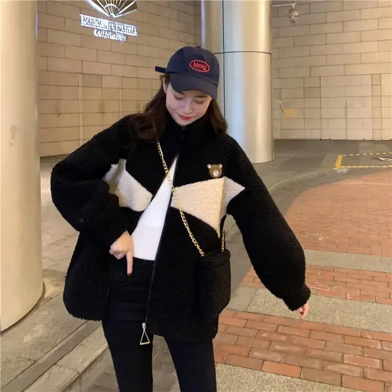 Women Bear Embroidered Velvet Cashmere Jacket Winter — feature 5