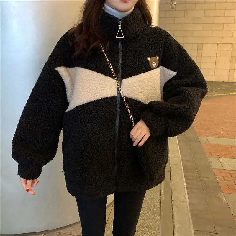Women Bear Embroidered Velvet Cashmere Jacket Winter — feature 8