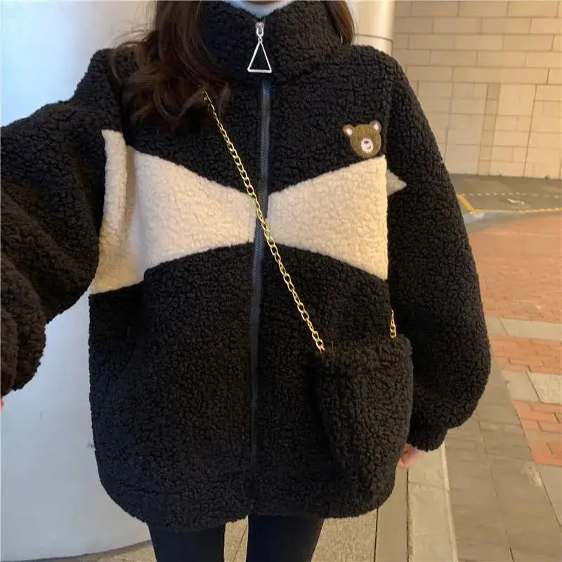 Women Bear Embroidered Velvet Cashmere Jacket Winter — feature 9