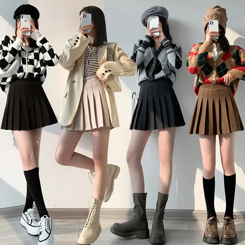 Woolen Pleated Skirt Women 2025 New High Waist Slim Preppy Style - Image 16