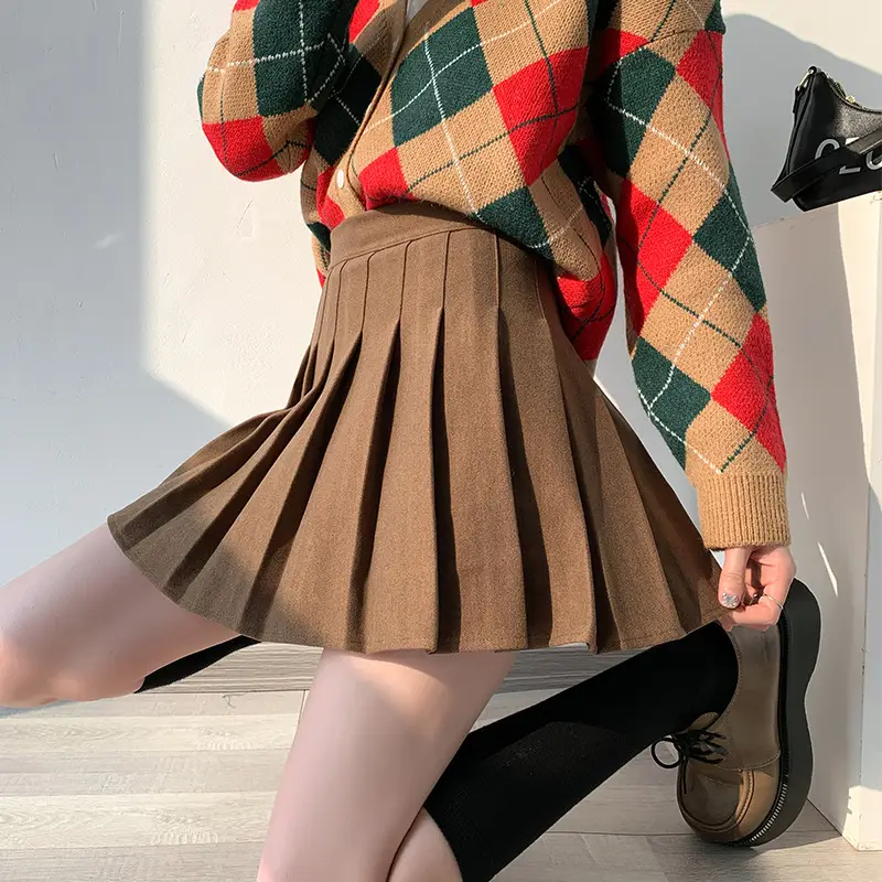 Woolen Pleated Skirt Women 2025 New High Waist Slim Preppy Style - Image 17