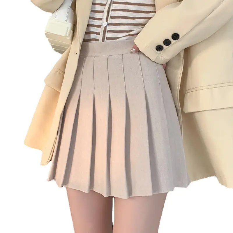 Woolen Pleated Skirt Women 2025 New High Waist Slim Preppy Style - Image 19