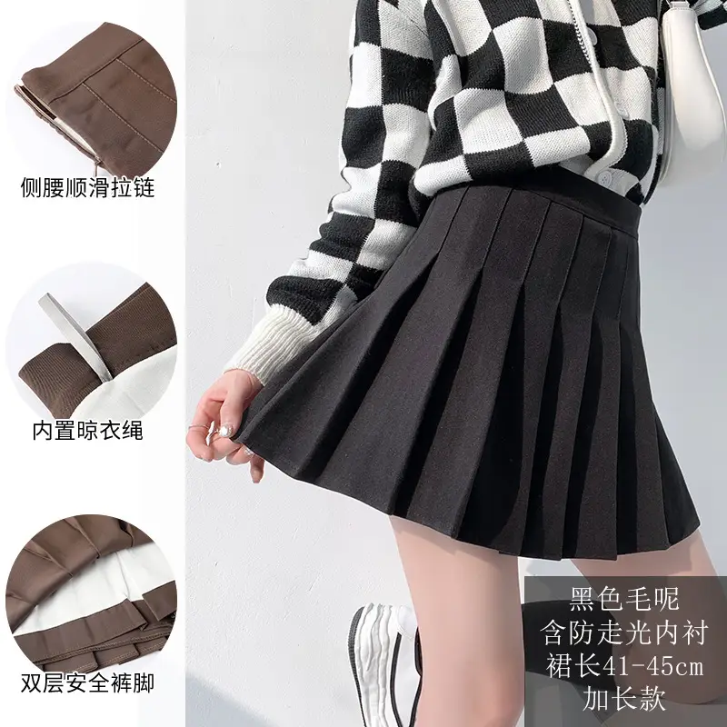 Woolen Pleated Skirt Women 2025 New High Waist Slim Preppy Style - Image 8