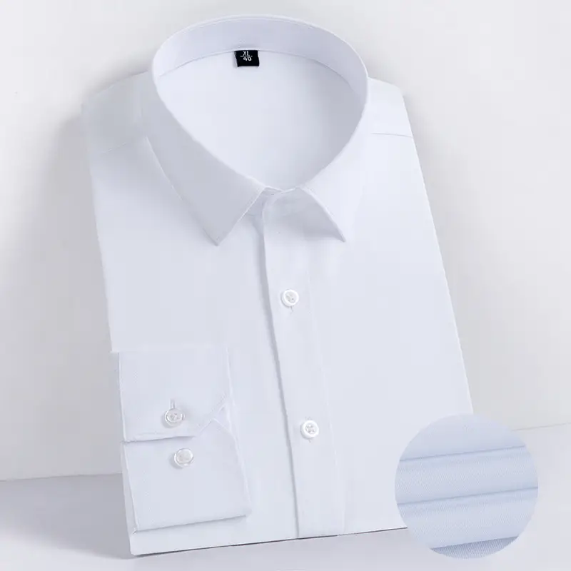 Dongyu Men's White Slim Fit Long Sleeve Shirt - Image 8