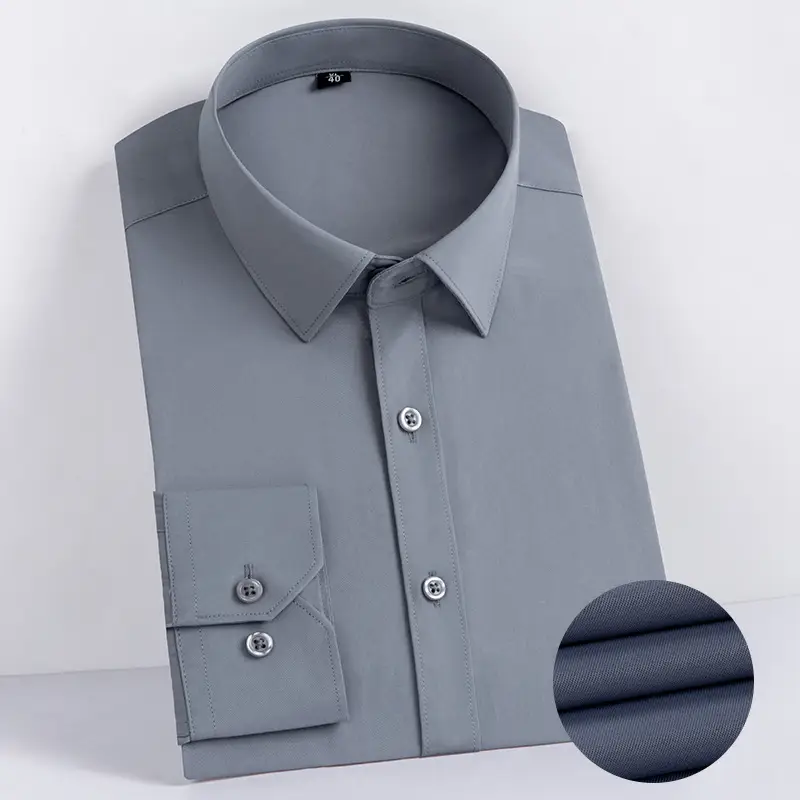 Dongyu Men's White Slim Fit Long Sleeve Shirt - Image 10