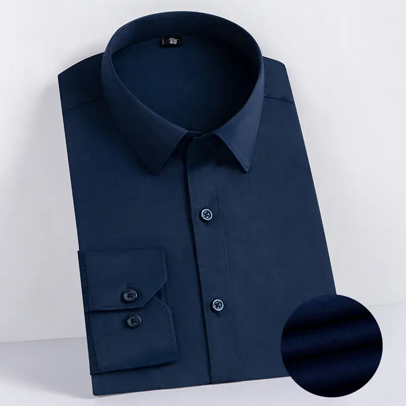 Dongyu Men's White Slim Fit Long Sleeve Shirt - Image 2
