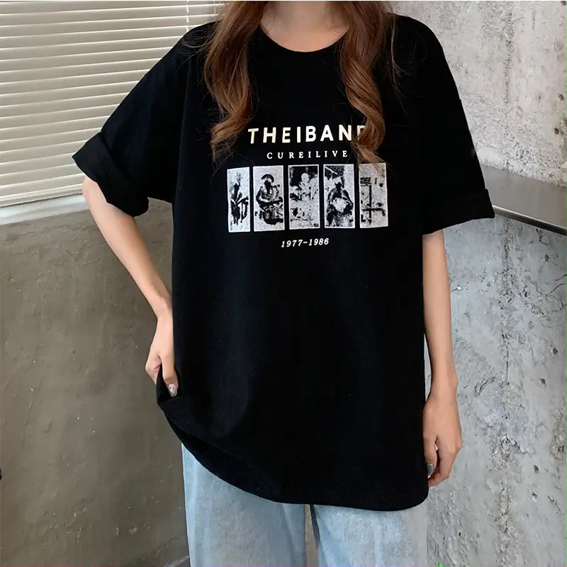 Women Loose Fit T-Shirt 2021 Korean Style Black Beige White — feature 16