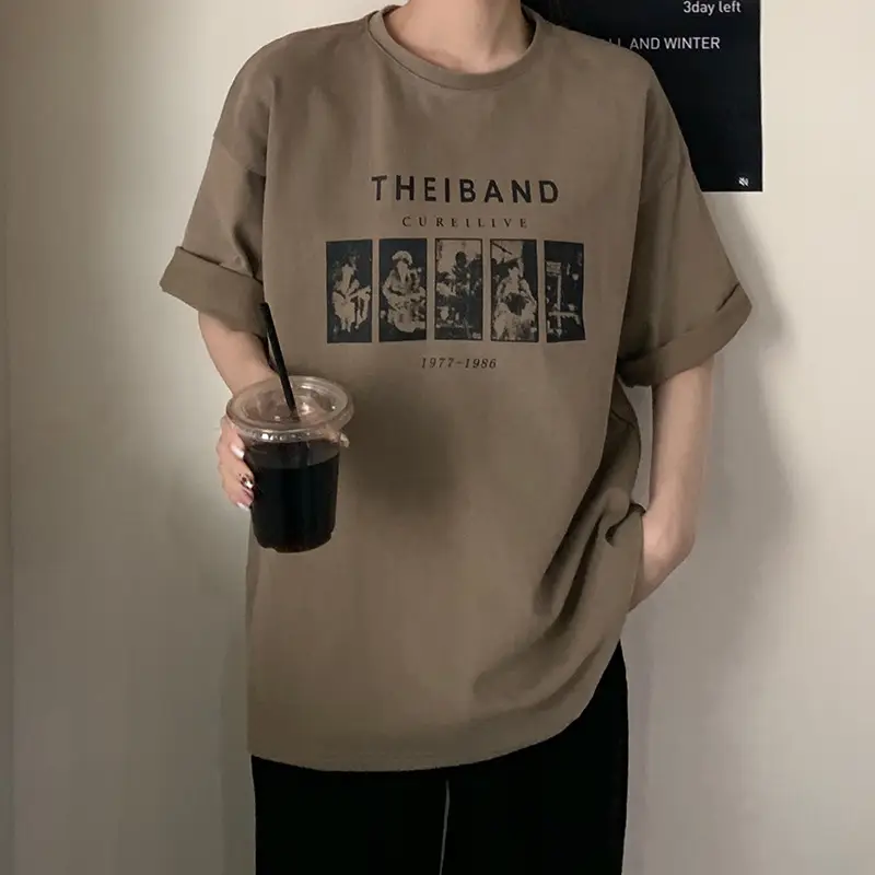 Women Loose Fit T-Shirt 2021 Korean Style Black Beige White — feature 6