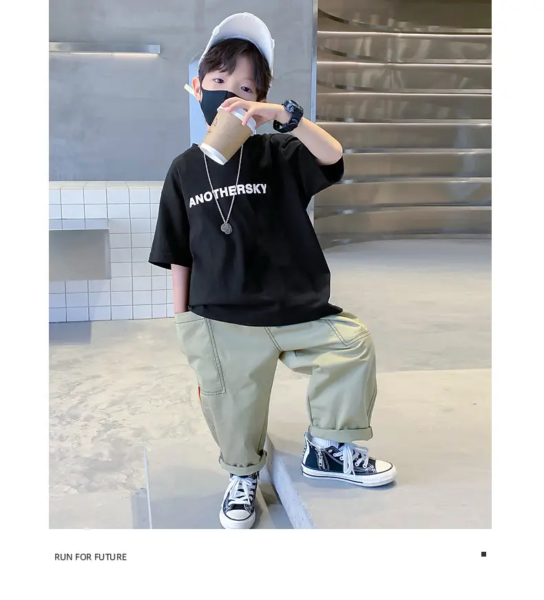 Children's Black T-Shirt Anothersky Cool Summer Wear — feature 22