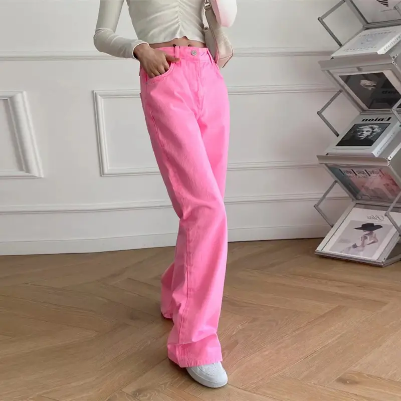 Women's Light Blue Wide-leg Jeans Summer Loose Fit
