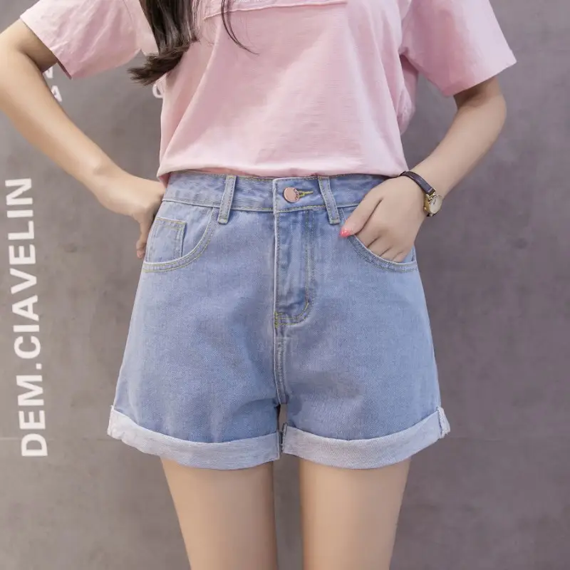 Women Denim Shorts A-Line Wide Leg Loose Slimming Casual - Image 2