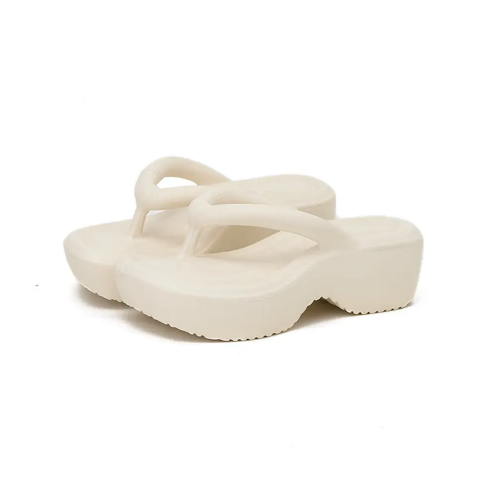 Women's Summer Flip-Flops 2025, Flat-Soled Sandals, Cream Bread Bubble Flip-Flops, Breathable, Thick-Soled - Image 2