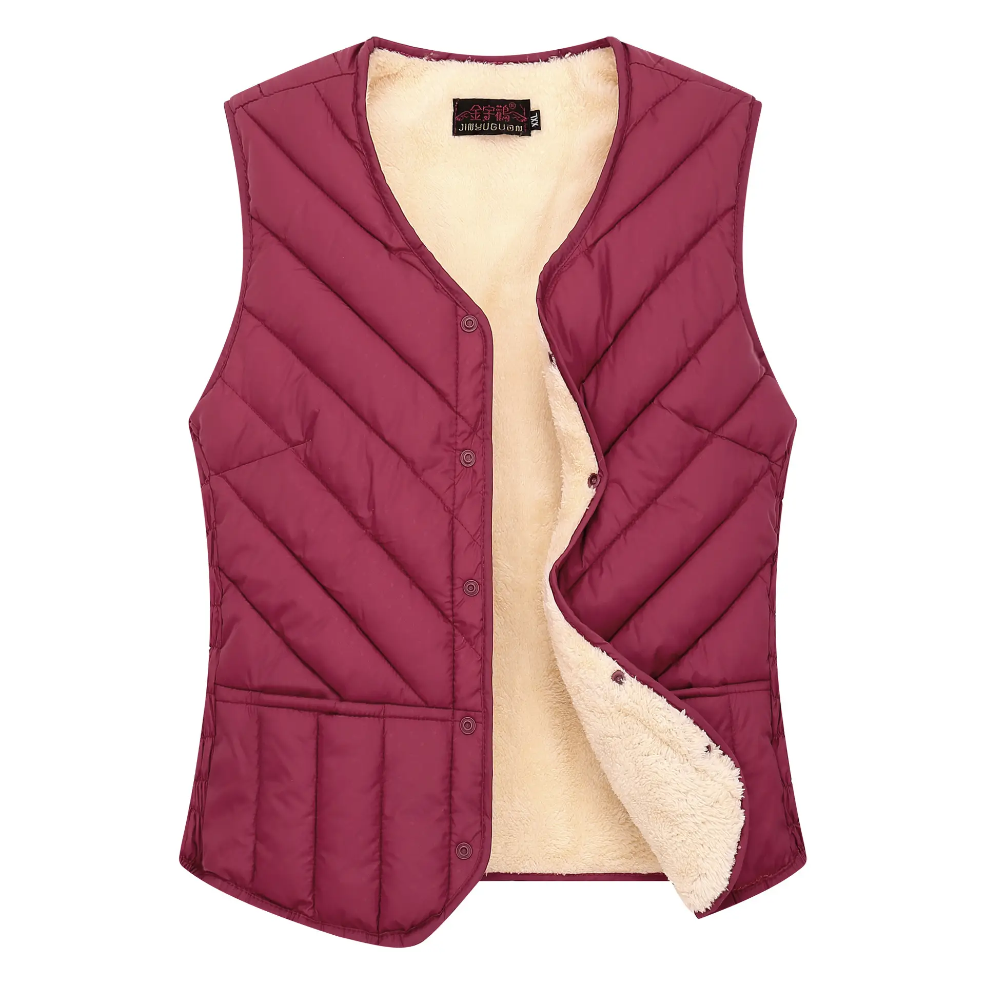 Women's Black Velvet Waistcoat Vest with Inner Warm Cover - Image 3