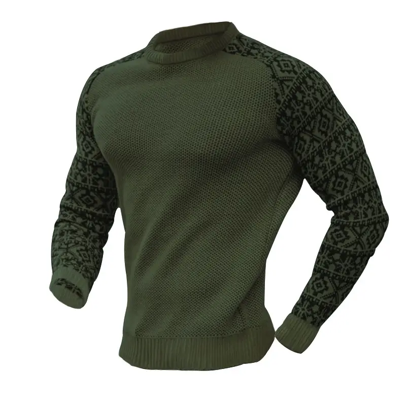 Men's Black Crossbody Knit Long Sleeve T-Shirt - Image 10