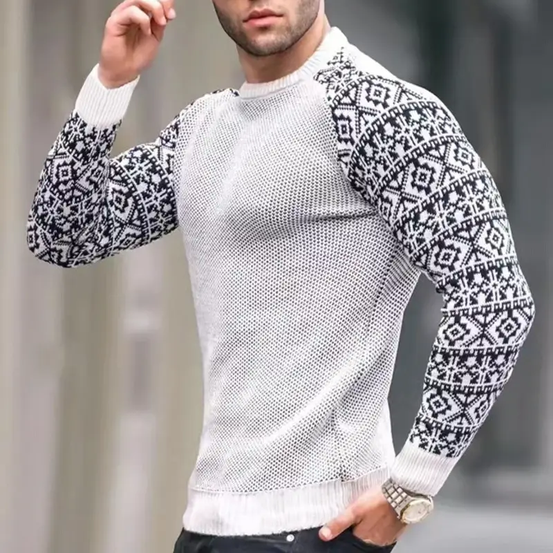 Men's Black Crossbody Knit Long Sleeve T-Shirt - Image 3