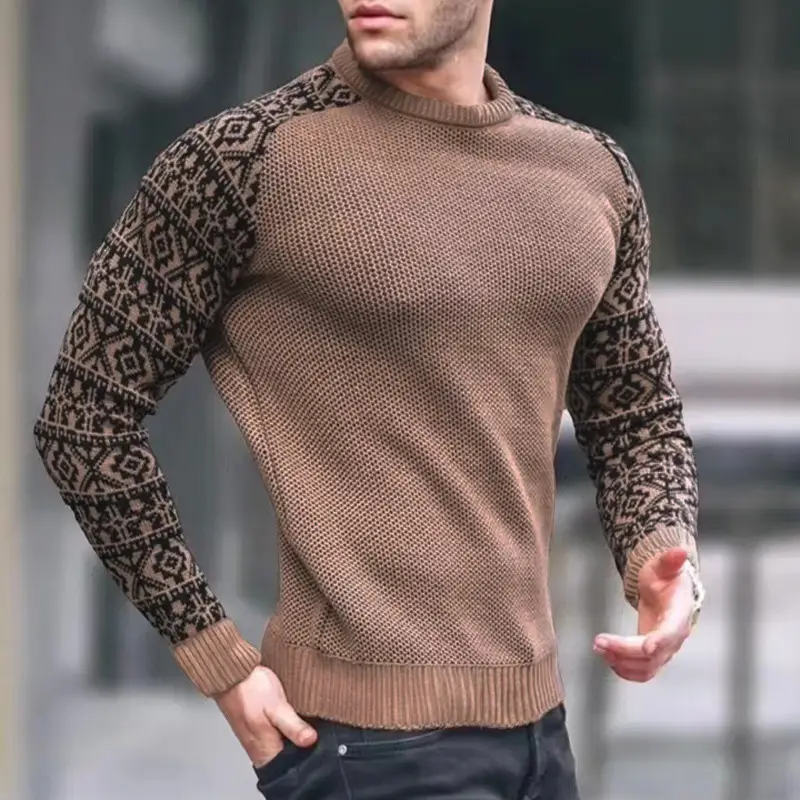 Men's Black Crossbody Knit Long Sleeve T-Shirt - Image 5