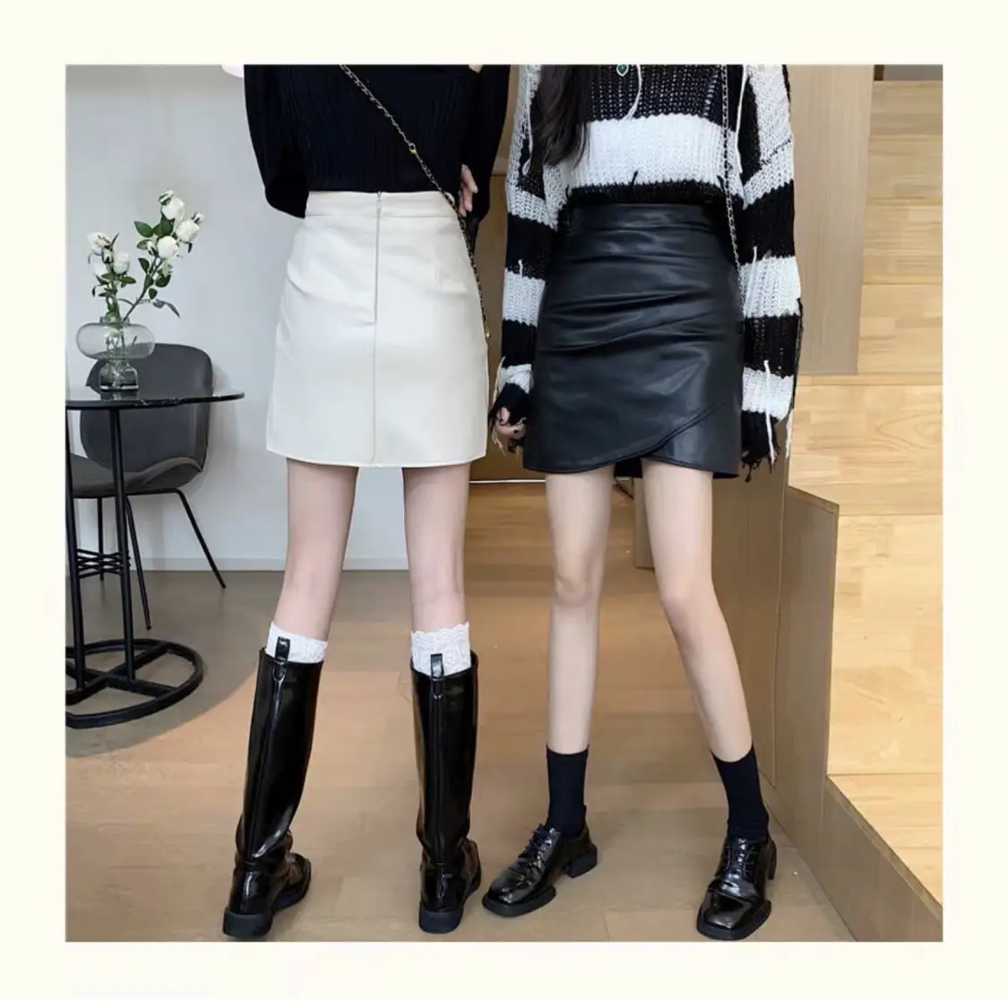 Irregular Pleated Leather Mini Skirt Women 2026 Winter — feature 13