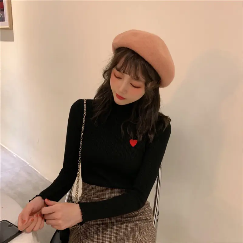 Women's Blue Slim Fit Sweater with Ear Rims - Image 5