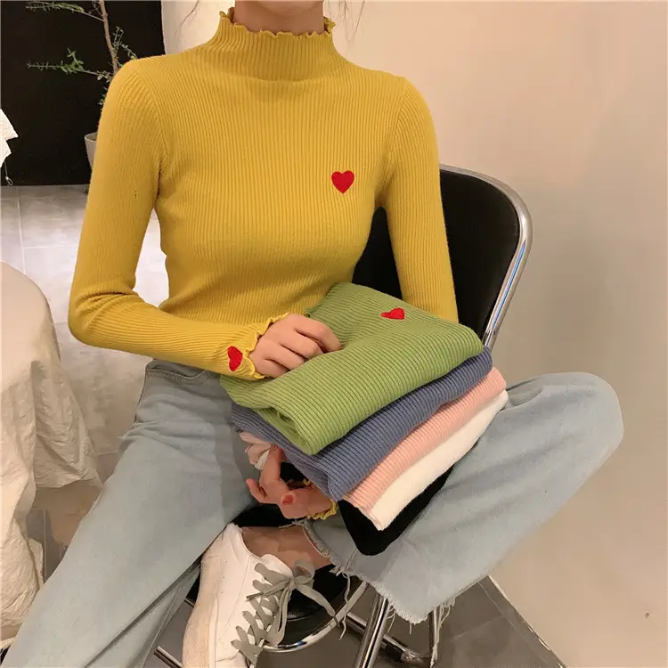Women's Blue Slim Fit Sweater with Ear Rims — feature 10