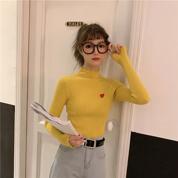 Women's Blue Slim Fit Sweater with Ear Rims — feature 12