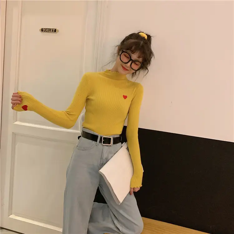Women's Blue Slim Fit Sweater with Ear Rims — feature 13