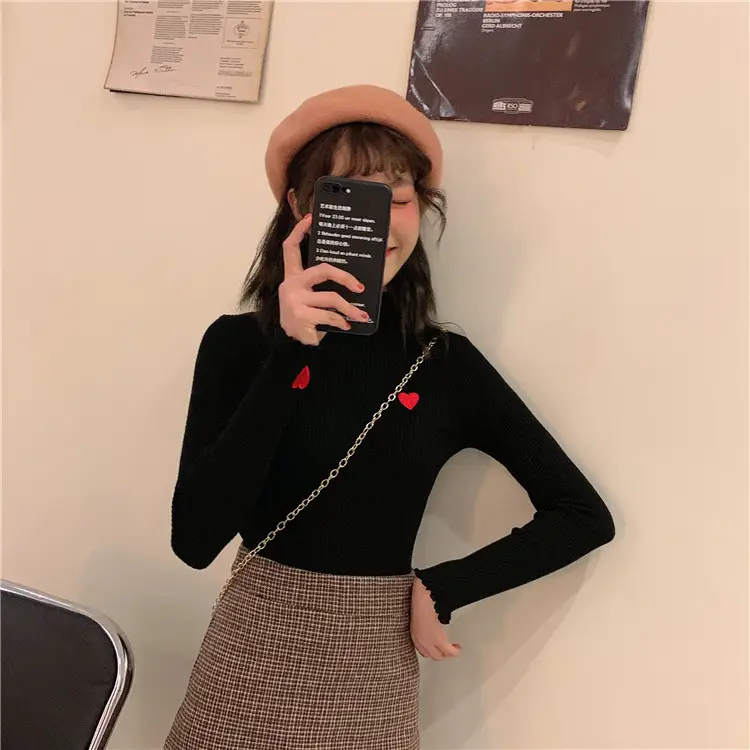 Women's Blue Slim Fit Sweater with Ear Rims — feature 15