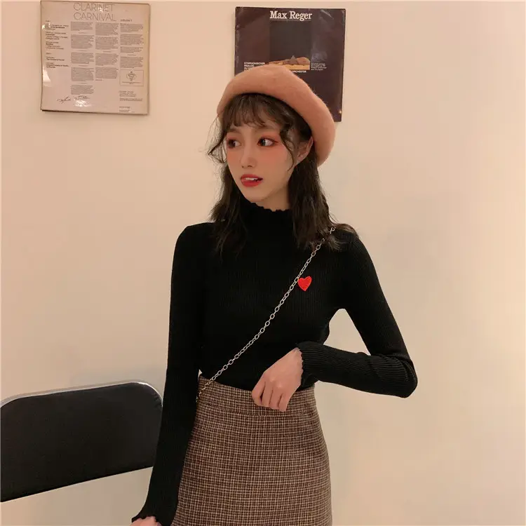 Women's Blue Slim Fit Sweater with Ear Rims — feature 16