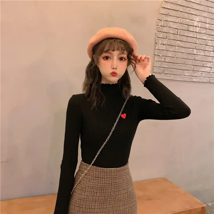 Women's Blue Slim Fit Sweater with Ear Rims — feature 17