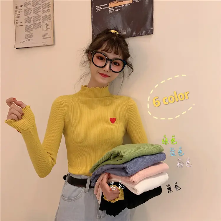 Women's Blue Slim Fit Sweater with Ear Rims — feature 2