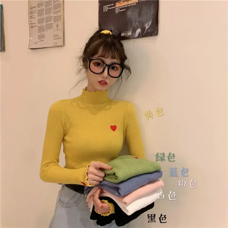 Women's Blue Slim Fit Sweater with Ear Rims — feature 3