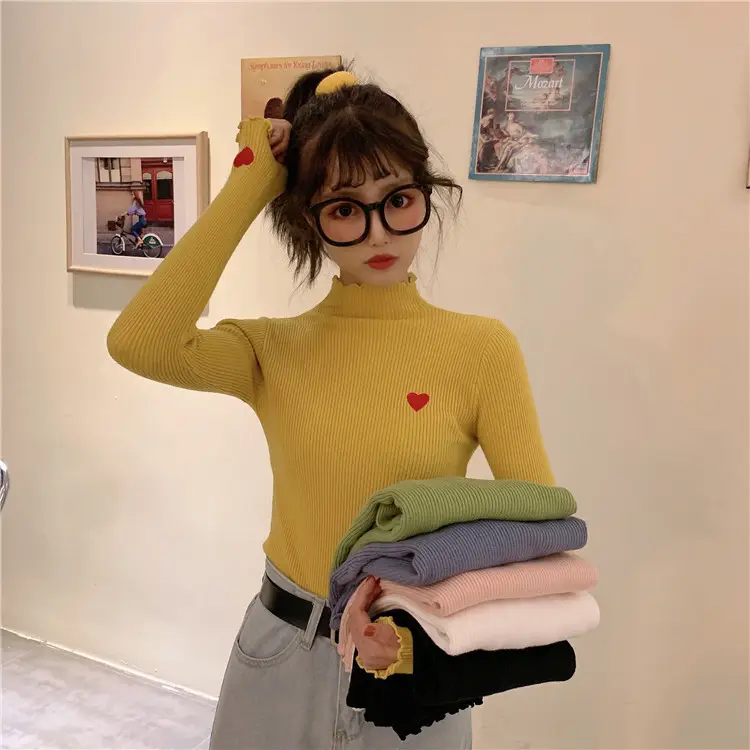 Women's Blue Slim Fit Sweater with Ear Rims — feature 5