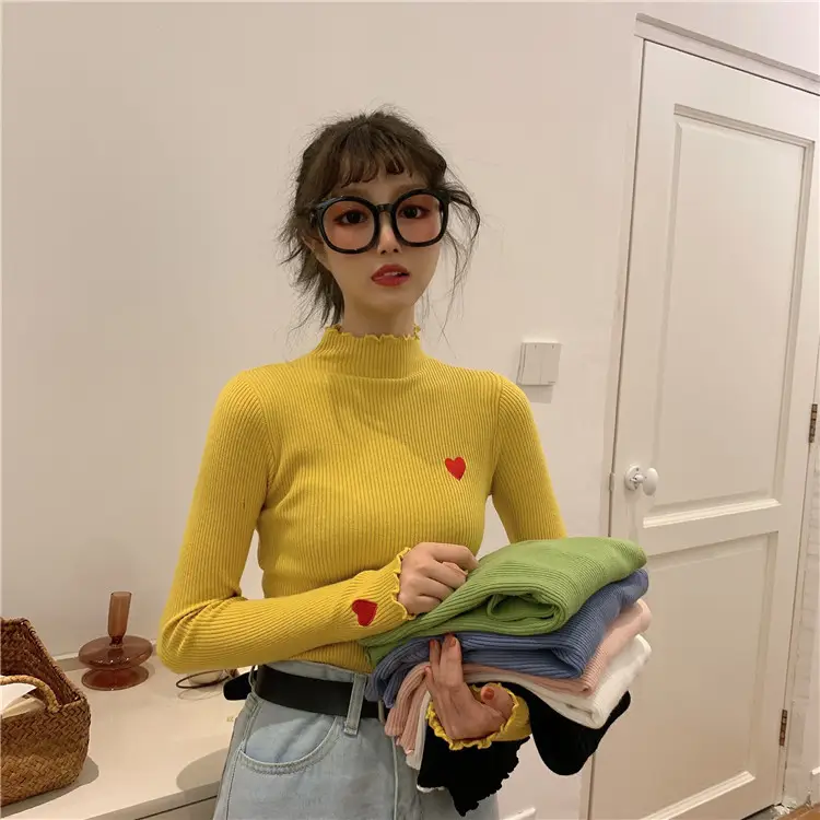Women's Blue Slim Fit Sweater with Ear Rims — feature 6