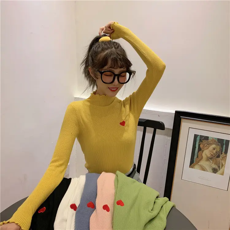 Women's Blue Slim Fit Sweater with Ear Rims — feature 9