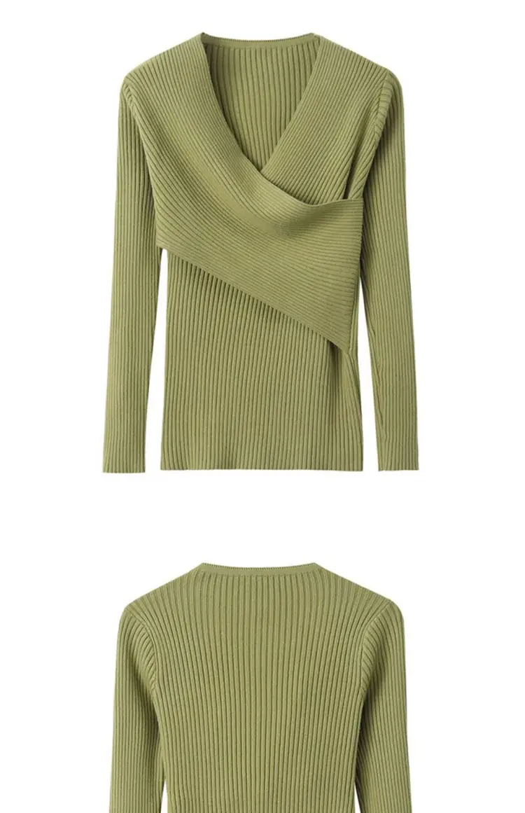 Women V-Neck Knitted Sweater White 2022 — feature 24