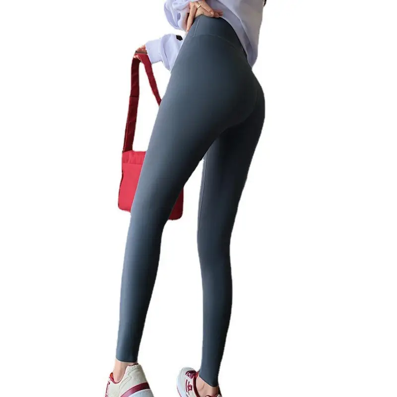 Women High Waist Belly Tinting Pants Curry Color