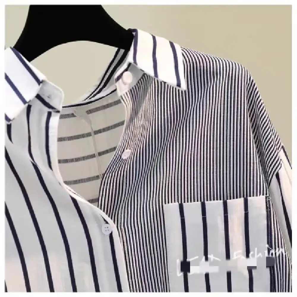 Women Striped Pocket Pants Korean Style 2022 Spring - Image 3