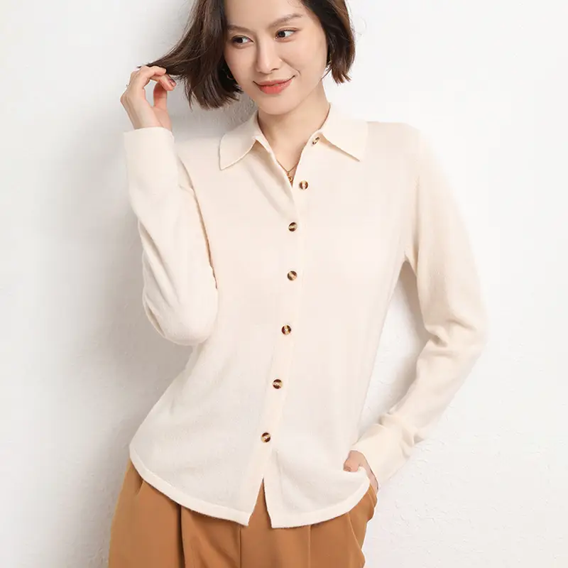 Women's Purple Polo Collar Sweater Jacket Core Spun Yarn - Image 3