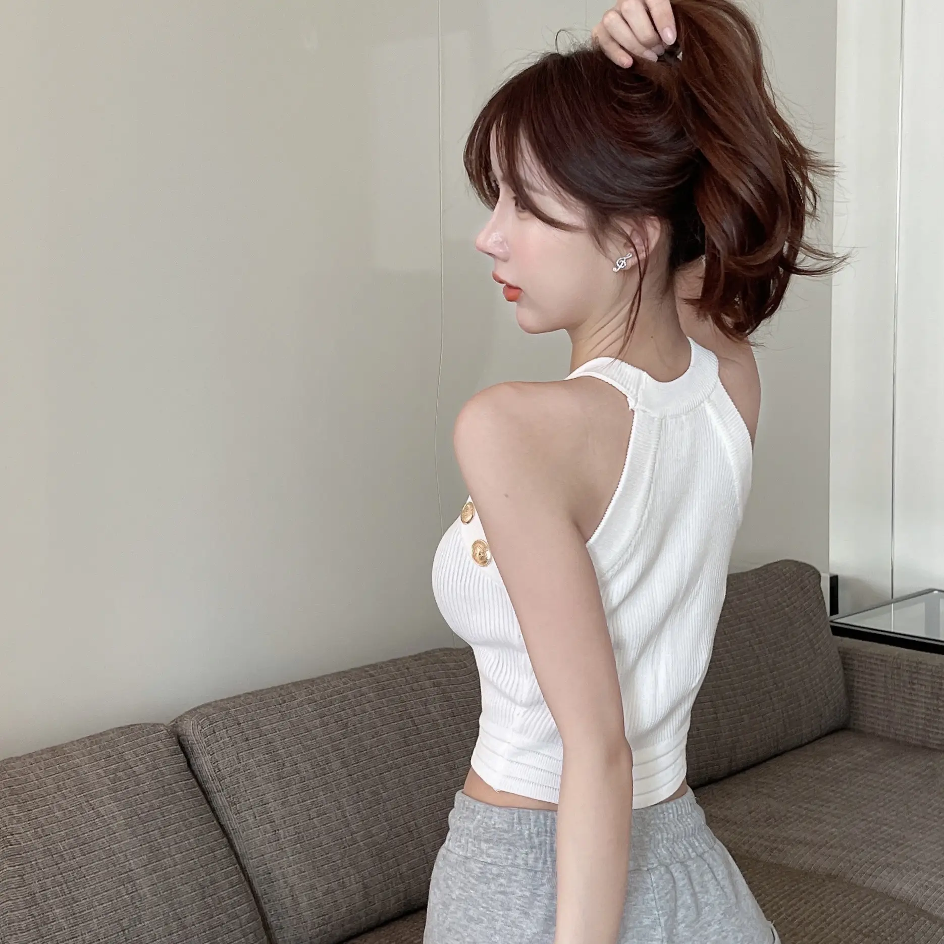 Blue Knitted Halter Neck Camisole Women 2025 Summer — feature 16