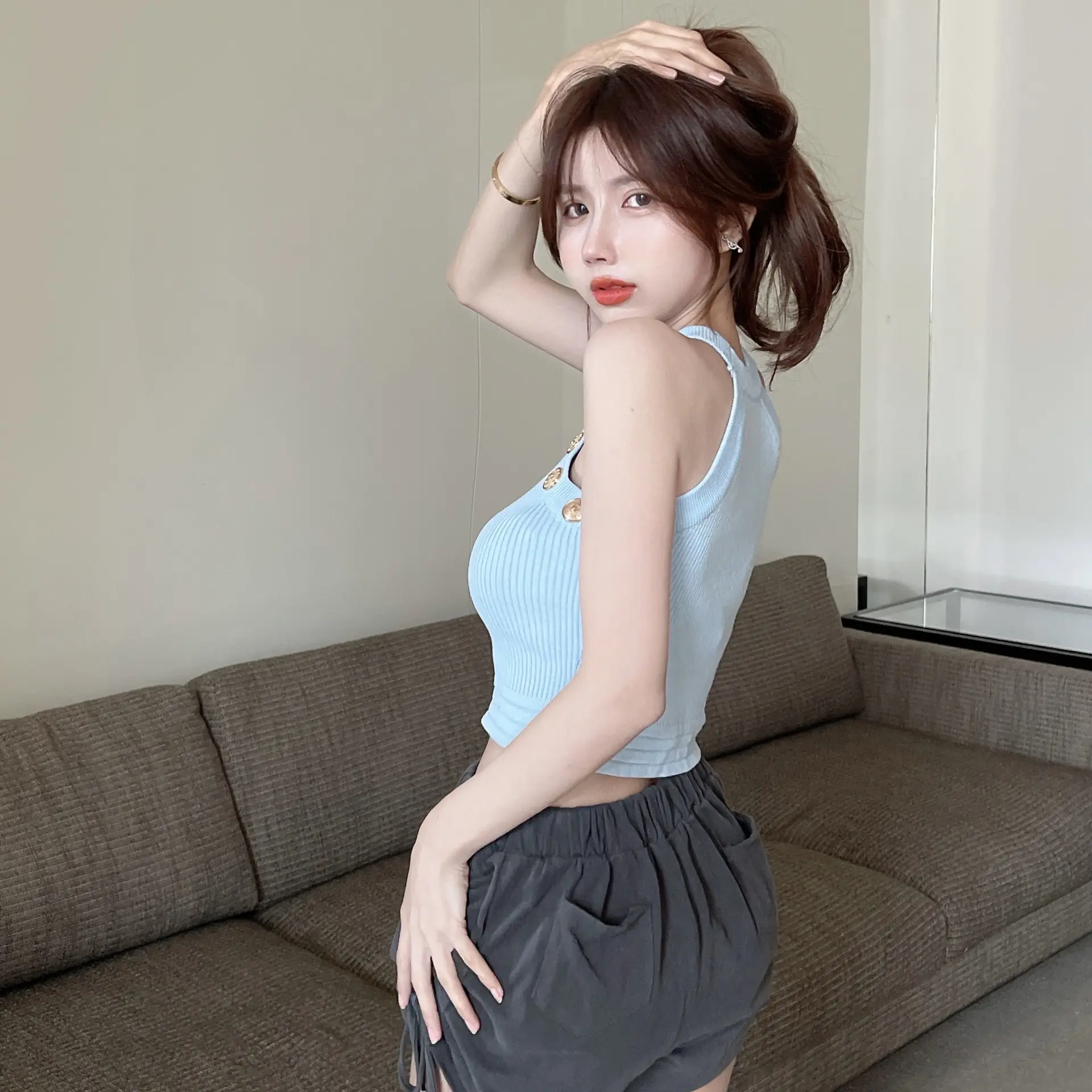 Blue Knitted Halter Neck Camisole Women 2025 Summer — feature 4