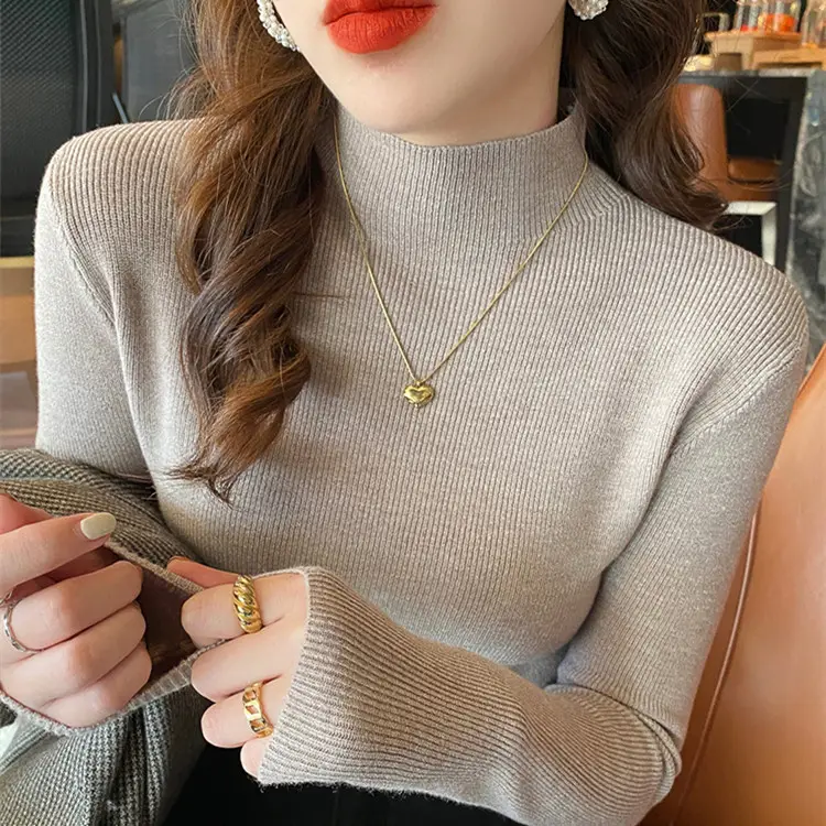 Women Half-Turtleneck Sweater 2025 Knit Candy Color - Image 16