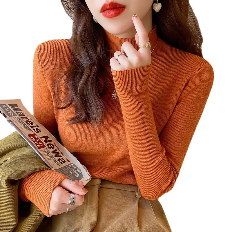 Women Half-Turtleneck Sweater 2025 Knit Candy Color - Image 18