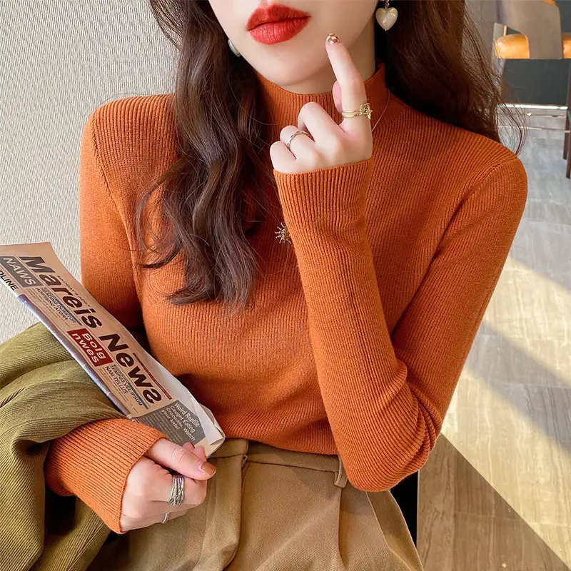 Women Half-Turtleneck Sweater 2025 Knit Candy Color - Image 10