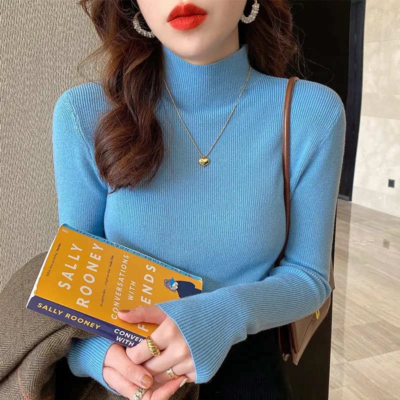 Women Half-Turtleneck Sweater 2025 Knit Candy Color - Image 12