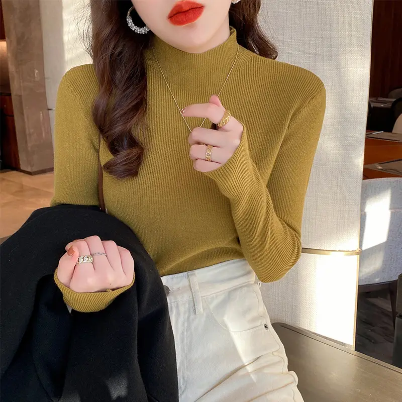 Women Half-Turtleneck Sweater 2025 Knit Candy Color - Image 13