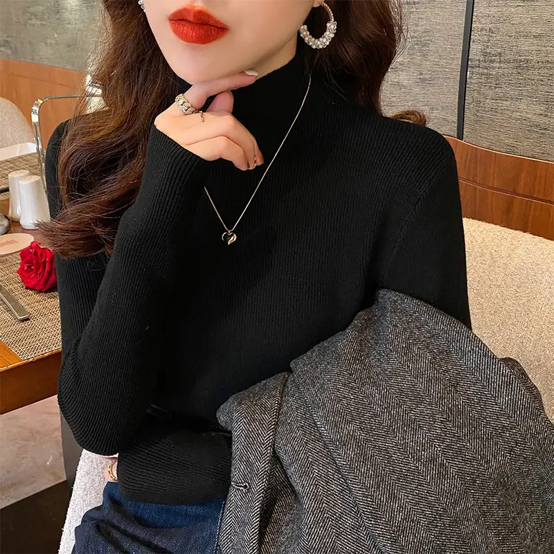 Women Half-Turtleneck Sweater 2025 Knit Candy Color - Image 2