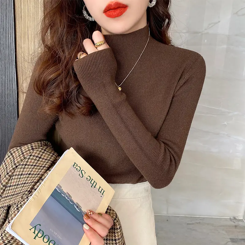 Women Half-Turtleneck Sweater 2025 Knit Candy Color - Image 4