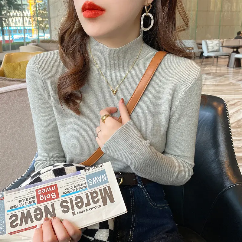 Women Half-Turtleneck Sweater 2025 Knit Candy Color - Image 5