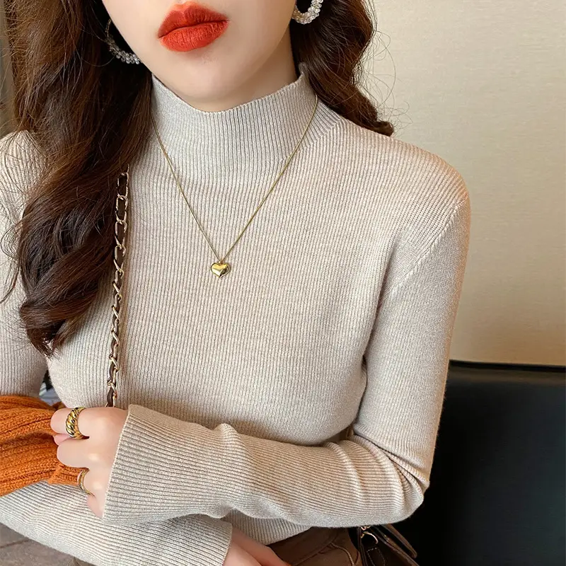 Women Half-Turtleneck Sweater 2025 Knit Candy Color - Image 6